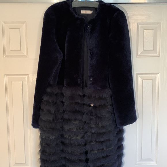 Full Length• Royal Blue•Lamb and Rabbit Fur Coat• Tory Burch - Picture 8 of 13